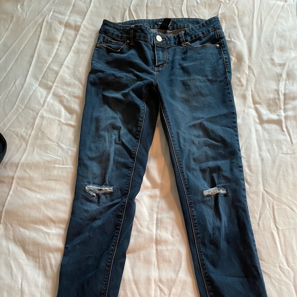 White House Black Market dark wash distressed jean